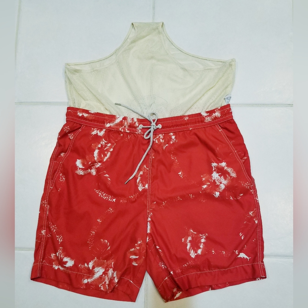 TOMMY BAHAMA RELAX Chili Pepper Red & White Splash Swimsuit Trunks Sz L - Picture 3 of 14